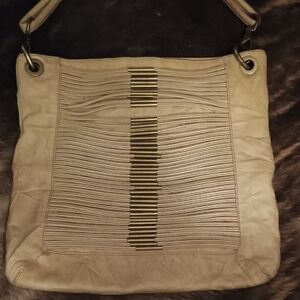 Nine West Beige Shoulder Bag with Textured Accents